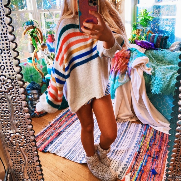 Wishlist Sweaters - Wishlist Rainbow Baloon Sleeve Chunky Sweater ✨